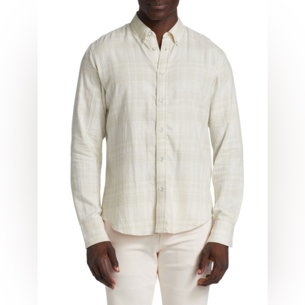 rag & bone Cream Plaid Button-Down Shirt | Cotton | Size XS